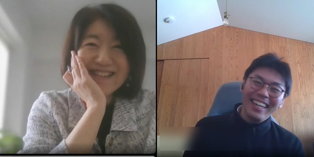 オンラインで対話する中尾と藤井先生